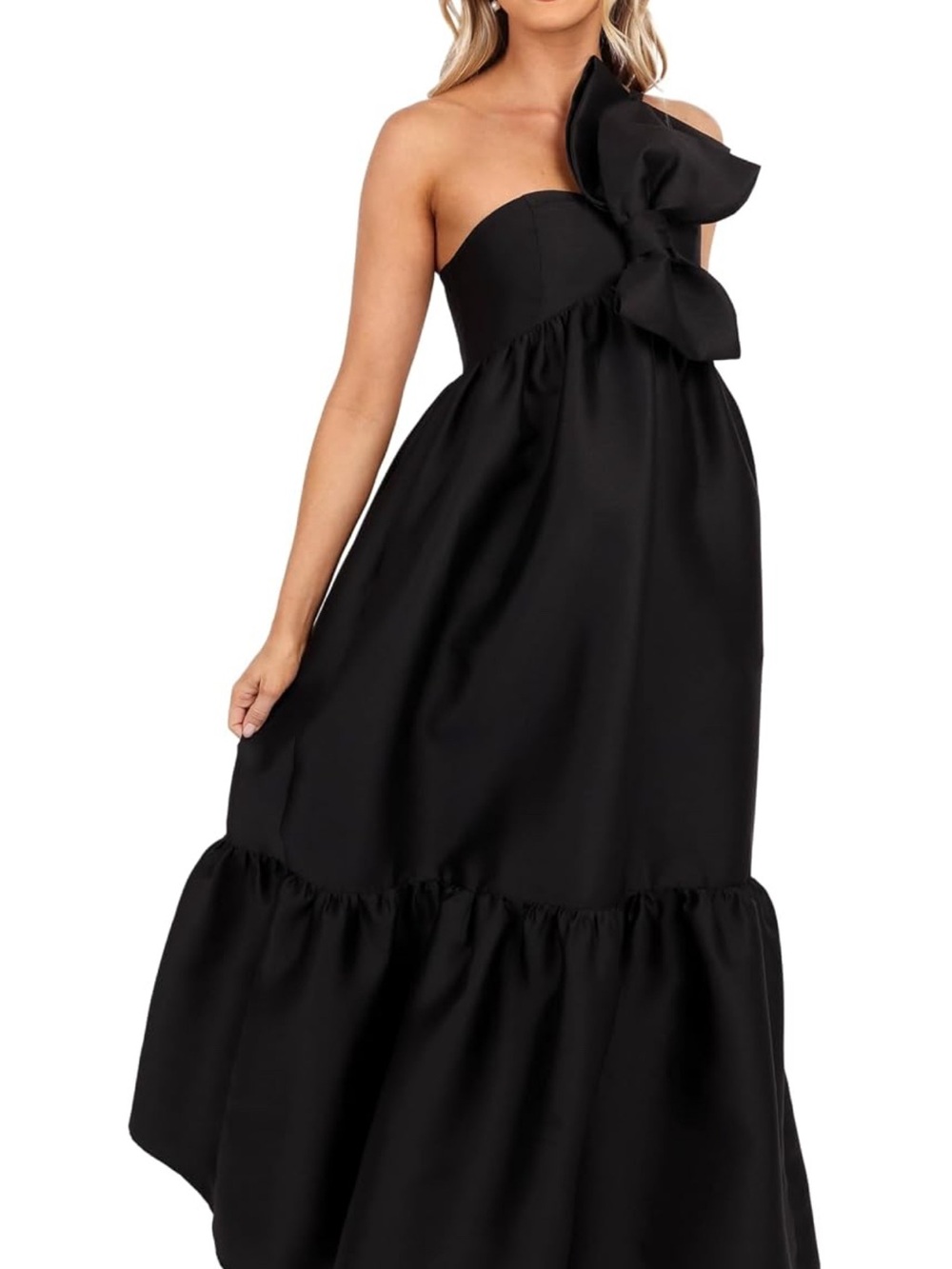 Petal & Pup Women’s Betina Bow Front Maxi Dress — Black | Size M